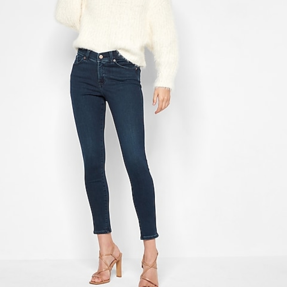 Express Low Rise Dark Wash Skinny Jeans